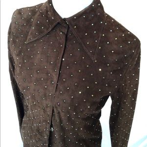 Brown Suede & Swarovski Crystal Shirt/Jacket